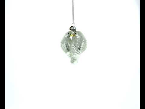 Romantic Two Doves in Heart Blown Glass Christmas Ornament