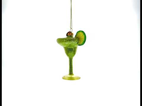 Refreshing Cocktail with Lime Blown Glass Christmas