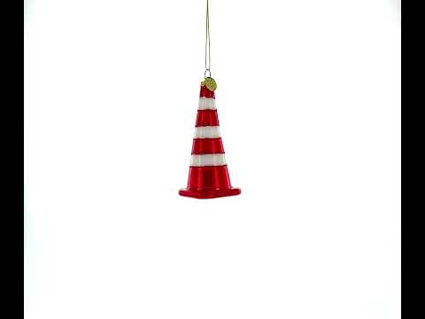 Vibrant Traffic Cone Blown Glass Christmas Ornament