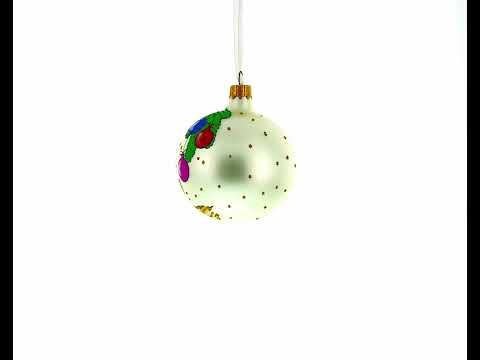 Nutcracker and Christmas Tree Blown Glass Ball Ornament 3.25 Inches