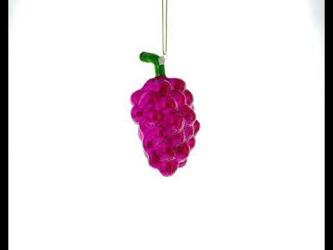 Luscious Purple Grapes Blown Glass Christmas Ornament