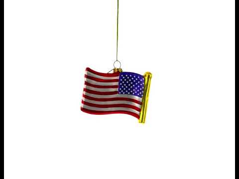 United States Flag Blown Glass Christmas Ornament