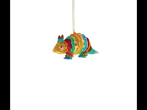 Vibrant Multicolored Armadillo Glass Christmas Ornament