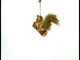 Cheerful Squirrel on a Blossoming Branch Blown Glass Christmas Ornament