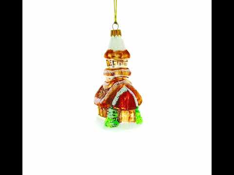 Snow-Covered Church Mini Glass Christmas Ornament