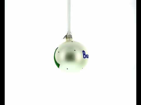 Flag of Brazil Glass Ball Christmas Ornament 3.25 Inches