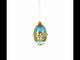 Blue and Gold Embossed Floral Glass Egg Ornament