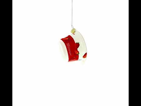 Strawberry Yogurt Blown Glass Christmas Ornament