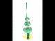 Dimensional Rope and Leaves on White Mouth Blown Glass Christmas Tree Topper 12.5 Inches