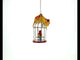 Cat Perched on Parrot Bird Cage Glass Christmas Ornament