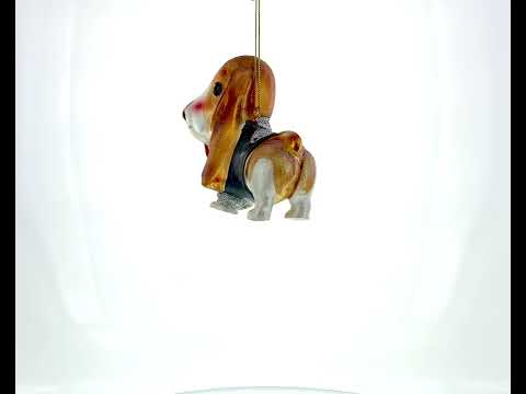 Lovable Spaniel Dog Blown Glass Christmas Ornament