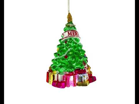 Festively Decorated Christmas Tree Glass Christmas Ornament