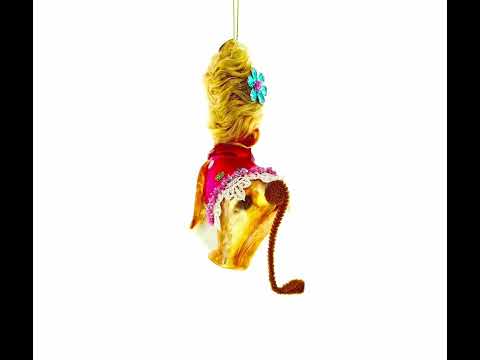 Stylish Monkey Blown Glass Christmas Ornament