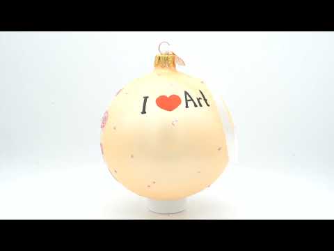 I Love Art Glass Ball Christmas Ornament 4 Inches