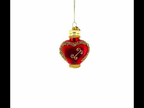 Elegant Red Perfume Bottle Blown Glass Christmas Ornament