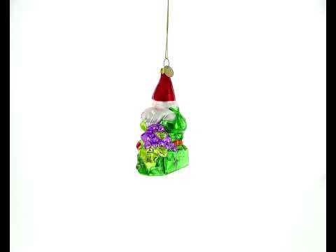 Enchanting Gnome Blown Glass Christmas Ornament