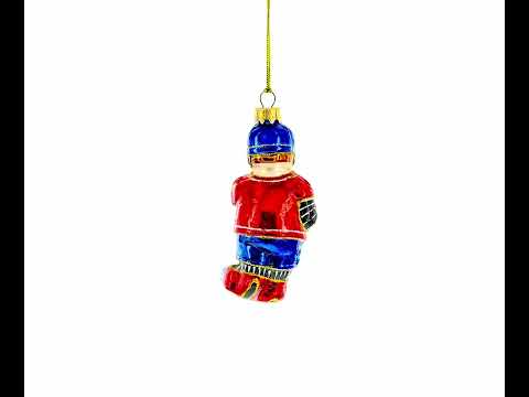 Hockey Player Mini Glass Christmas Ornament