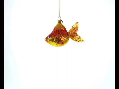 Glistening Goldfish in Aquatic Splendor Blown Glass Christmas Ornament