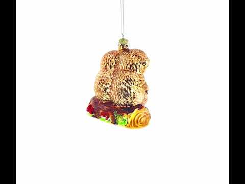 Wombats Roast Marshmallow Blown Glass Christmas Ornament