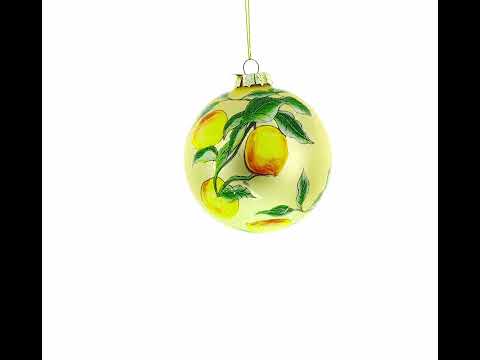 Lemons on a Tree Branch Blown Glass Christmas Ornament