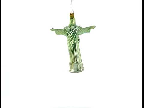 Regenerate Legendary Christ the Redeemer, Rio De Janeiro, Brazil - Blown Glass Christmas Ornament