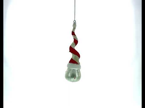 Santa with Quirky Twisted Hat Blown Glass Christmas Ornament