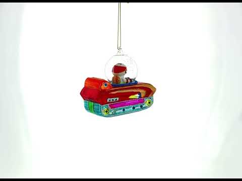 Astronaut in Space Vehicle Blown Glass Christmas Ornament