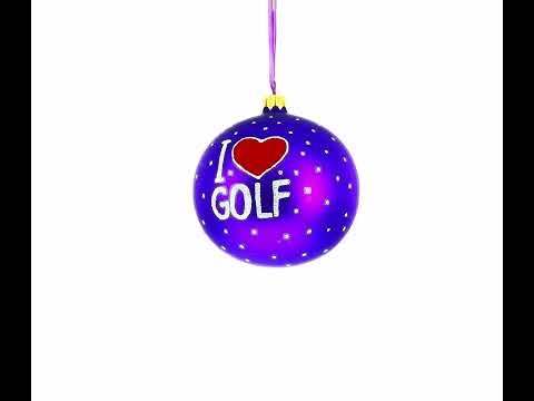 Adorno navideño de bola de cristal soplado con forma de golf de 4 pulgadas