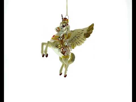 Enchanting White Unicorn - Blown Glass Christmas Ornament