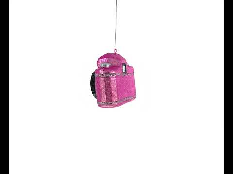 Cámara rosa vintage - Adorno navideño de vidrio soplado