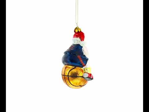 Santa Basketball Player Blown Glass Christmas Ornament