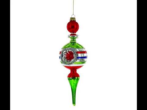 Vintage-Inspired Multicolored Finial Blown Glass Christmas Ornament