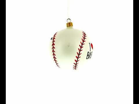 Home Run Heart: I Love Baseball Bola de vidrio soplado Adorno navideño 4 pulgadas