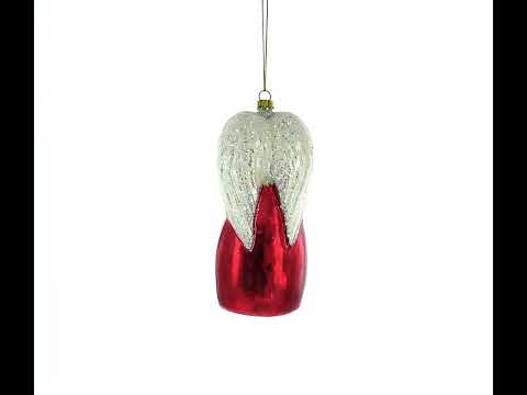 Angel Above Nativity Scene Blown Glass Christmas Ornament