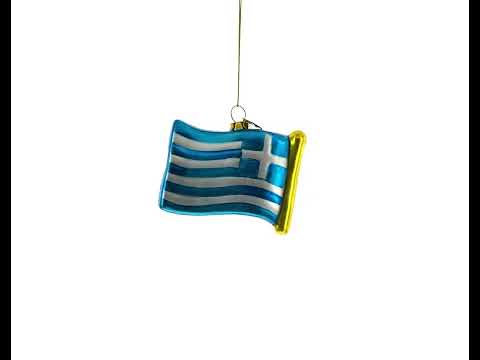 Bandera de Grecia - Adorno navideño de vidrio soplado