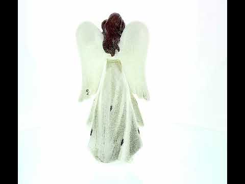 Serene Praying Angel in Snowflakes Dress Figurine