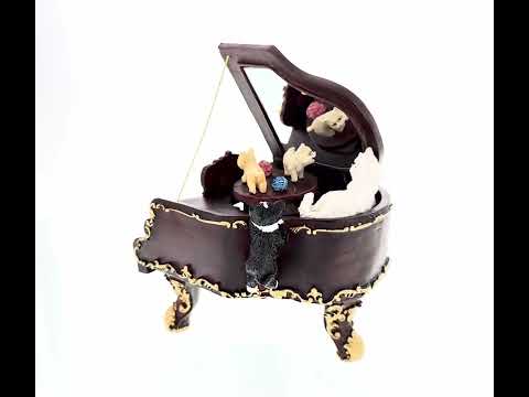 Purrfect Piano Serenade: Animated Musical Figurine with Cats Playing