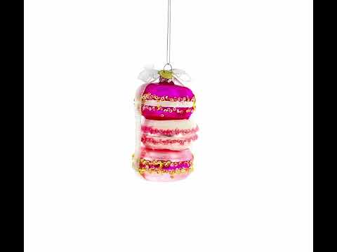 Gift Wrapped Macarons Blown Glass Christmas Ornament