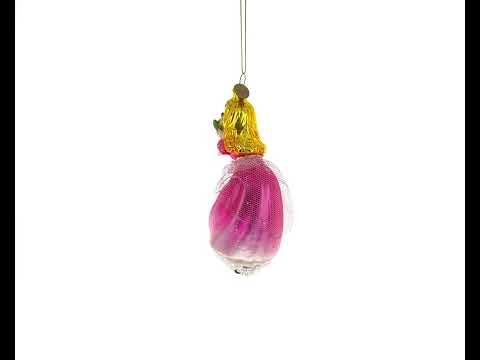 Princess Kissing Frog Prince Blown Glass Christmas Ornament