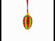 Red and Gold with Green Swirls and Jewel Accents Mini Glass Egg Ornament 2.9 Inches