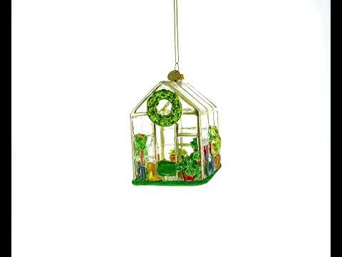 Enchanted Greenhouse Blown Glass Christmas Ornament