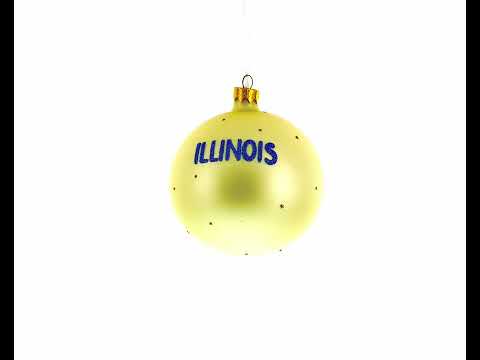 Illinois State, USA Glass Ball Christmas Ornament 4 Inches