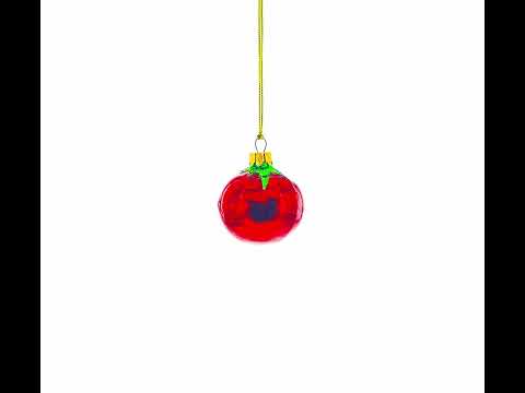 Glittered Shiny Tomato Mini Glass Christmas Ornament