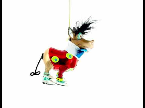 Debonair Donkey Blown Glass Christmas Ornament