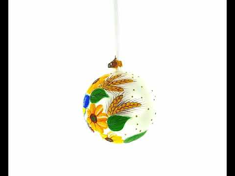 "Glory to Ukraine" National Map Glass Ball Christmas Ornament 4 Inches