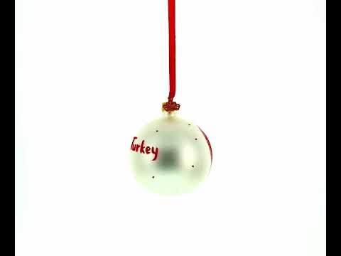 Flag of Turkey Glass Ball Ornament 3.25 Inches