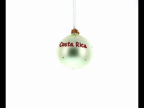 Flag of Costa Rica Blown Glass Ball Christmas Ornament 3.25 Inches