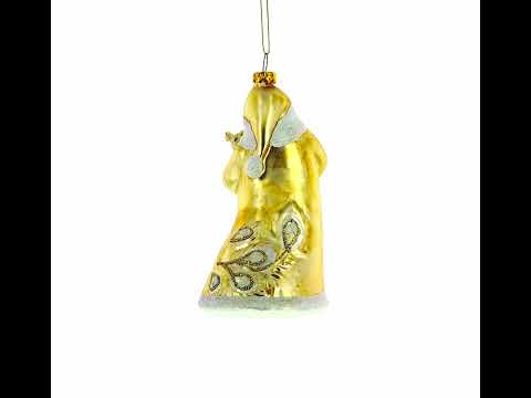 Santa in Golden Coat Blown Glass Christmas Ornament