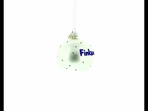 Flag of Finland Blown Glass Ball Christmas Ornament 3.25 Inches