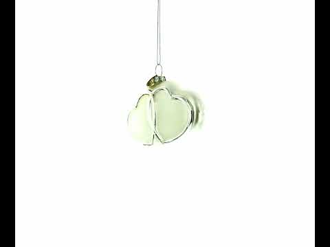 Linked Silver Hearts Blown Glass Christmas Ornament